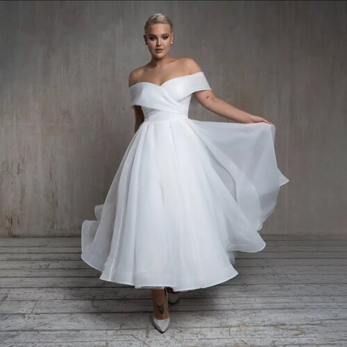 Tea Length off the Shoulder Dress Etsy