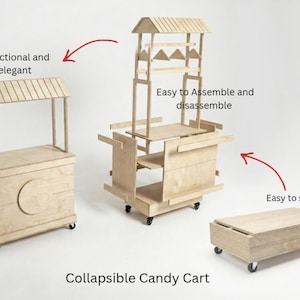 Candy cart plans - Foldable Cart / 1' 10” X 3' 4'' / step-by-step instructions / digital download