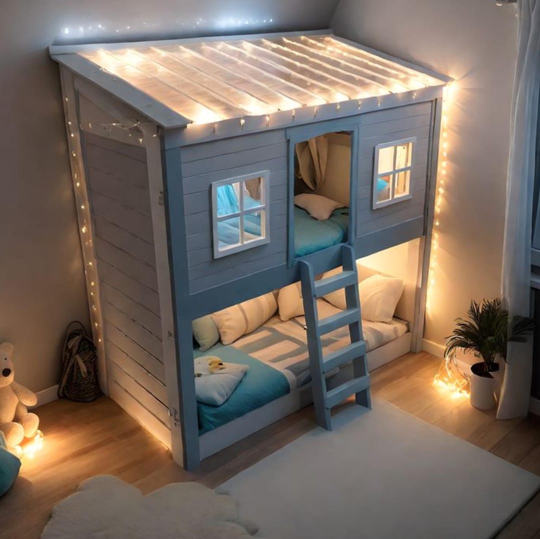 Double Bunk Bed Plans – Kids Wooden Bunk Bed With Ladder PDF (3ft ...