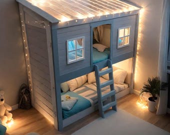 Double Bunk Bed Plans – Kids Wooden Bunk Bed with Ladder PDF (3ft 8inx6ft 7in)