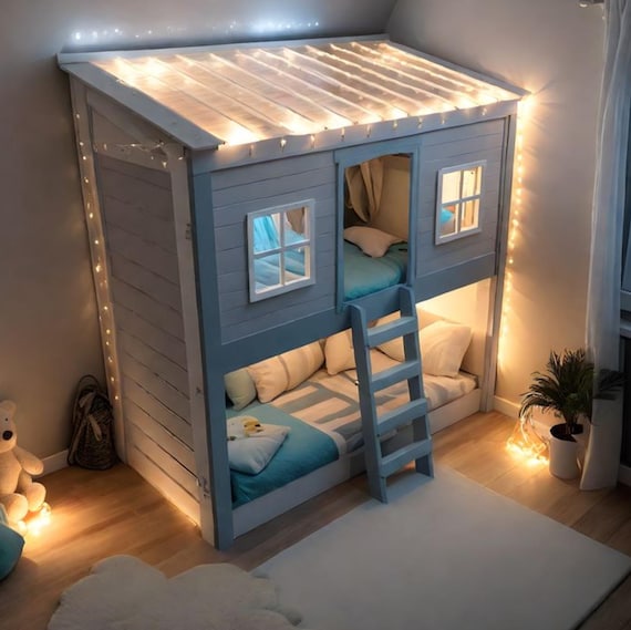 Double Bunk Bed Plans – Kids Wooden Bunk Bed with Ladder PDF (3ft 8inx6ft 7in)