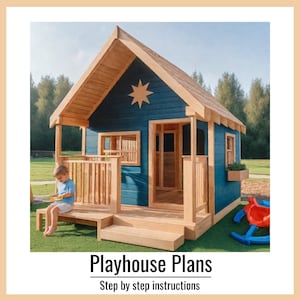 Outdoor Playhouse Plans – Classic Wooden Kids Playhouse PDF (7x9 ft)