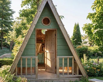 A-Frame Playhouse Plans – DIY Wooden Kids Playhouse (7x7 ft) PDF Build Plans