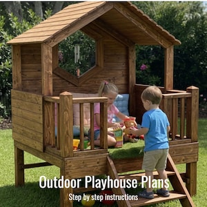 Outdoor Spielhaus Plan - DIY Kids Offenes Spielhaus aus Holz mit Leiter (1,5 x 1,5 m)