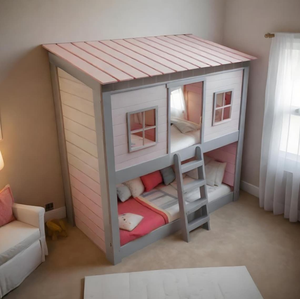 Double Bunk Bed Plans – Kids Wooden Bunk Bed With Ladder PDF (3ft ...