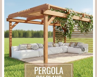 Pergola plans 9’ 10”x 13’ 6”, step-by-step instructions, digital download