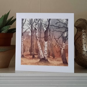 Birch Wood Greetings Card from an original etching.
