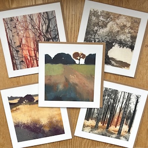Greetings Card Packs - 5 different 'Trees and Fields' scenes from Chrissy Norman.