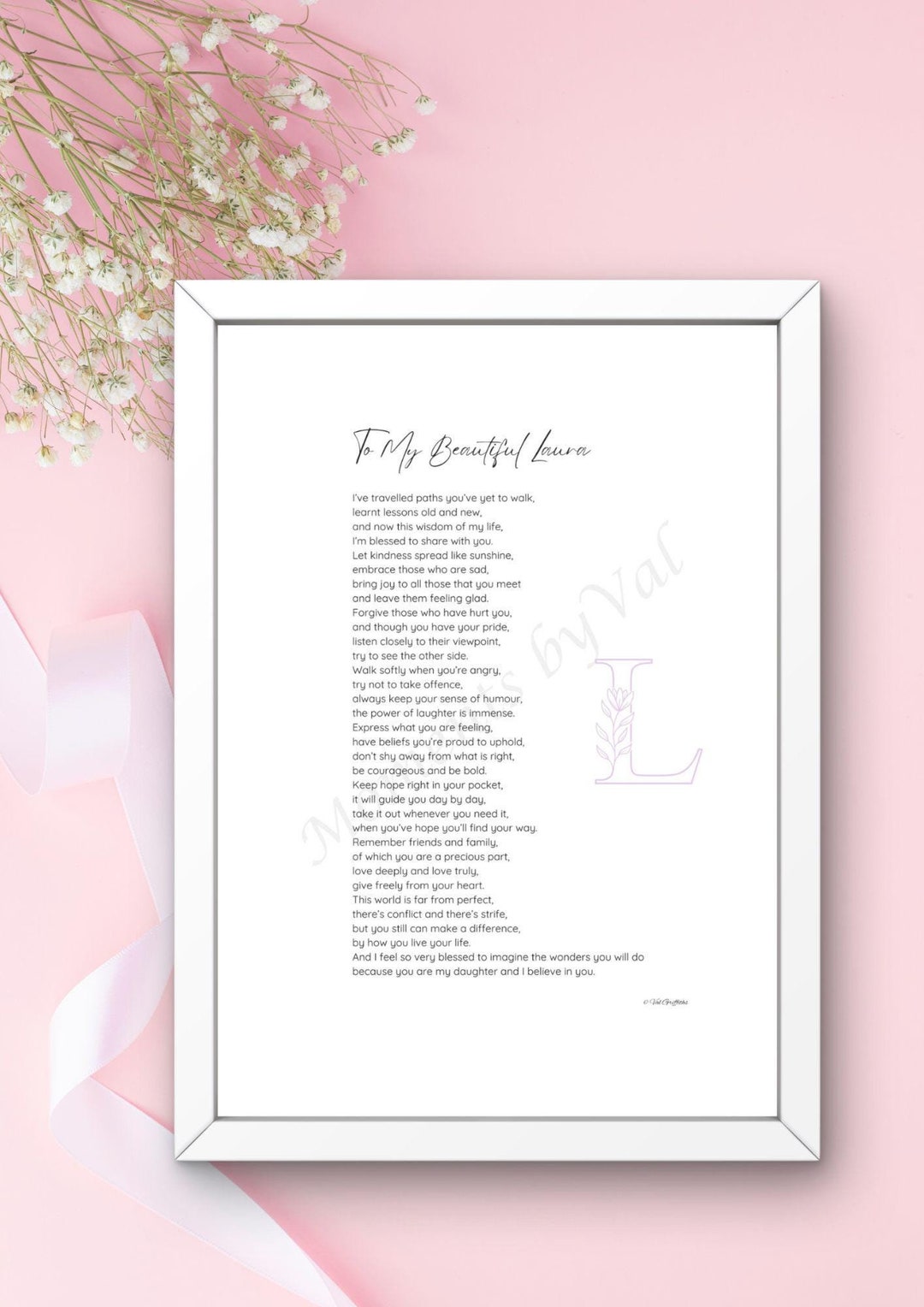 Personalised Poem for Daughter, 'original Poem', Customised Gift for ...