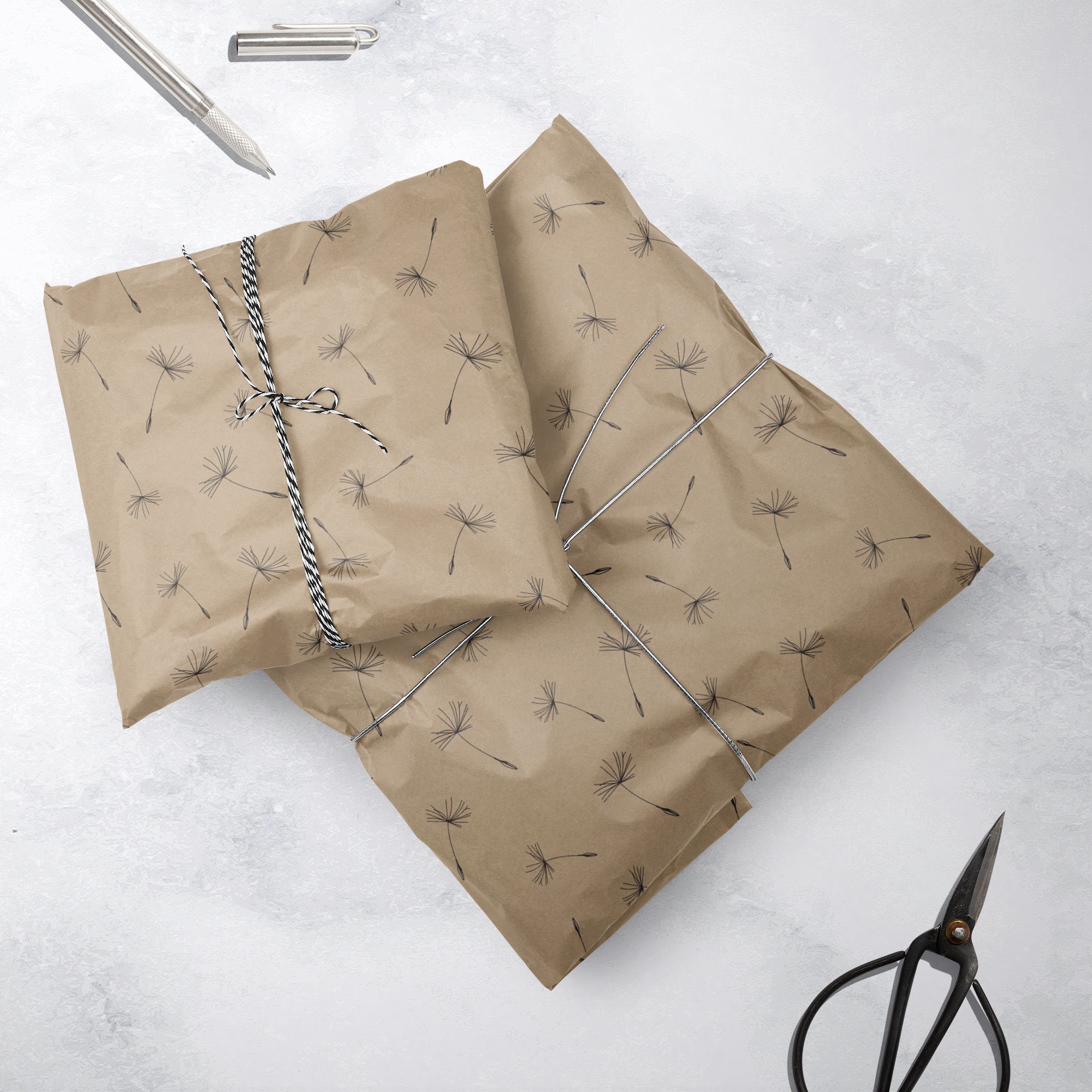 Kraft Brown Wrapping Paper, Recyclable Patterned Wrapping Paper