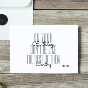 Coco Quote Card.'Wees niet zoals de rest van hen darling' Designer Inspired Card, Birthday Card For Friend, Wife, Mum, Daughter