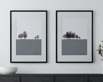 Original Digital  Prints, Grey Prints, Tree Prints, Minimalist Print, Tree Poster, Home Decor, Wall Art, Tree Print Wall Art, Tree Digital