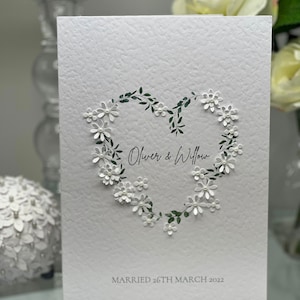 Cartão de casamento personalizado, cartão de casamento com coração, cartão de casamento simples, cartão de casamento floral, cartão feito à mão