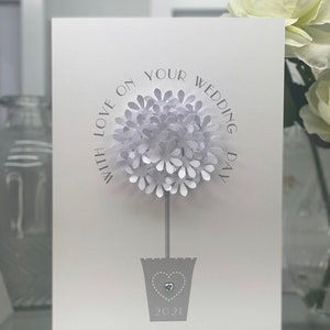 2023 Hochzeitskarte, personalisiert mit dem Jahr, Blumenhochzeitskarte, einfache Hochzeitskarte, 3D-Hochzeitskarte, handgemachte Karte, Andenkenkarte