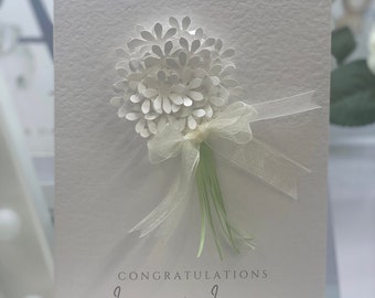 Personalised Wedding Card, Floral Wedding Card, Simple Wedding Card, 3D Wedding Card, Handmade Card, Son & Daughter in Law Card, Friend Card