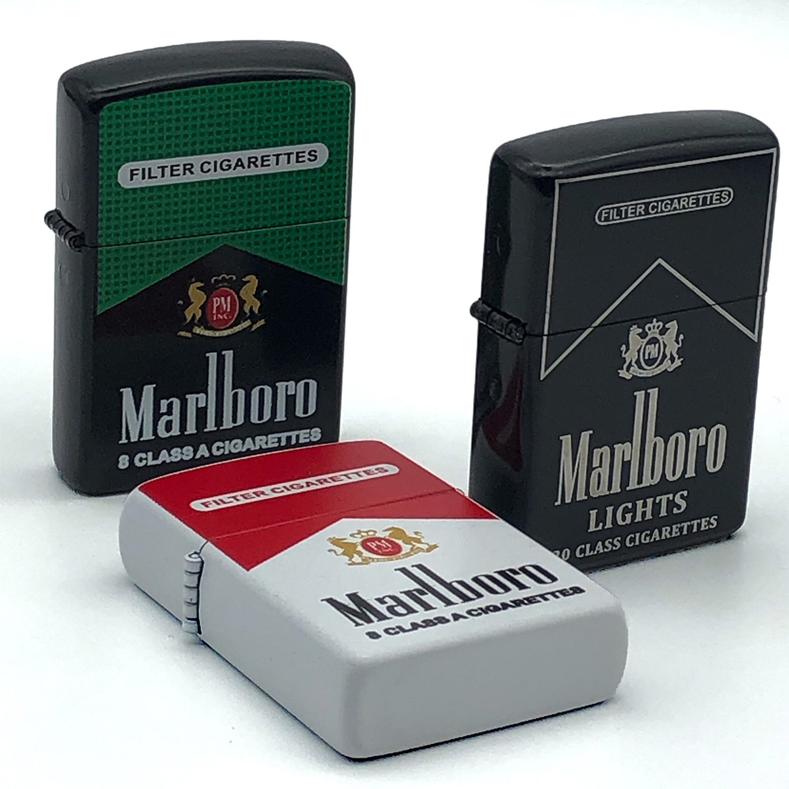 Marlboro Lights Mens Cigarette Lighter Refillable Fluid Fuel Etsy