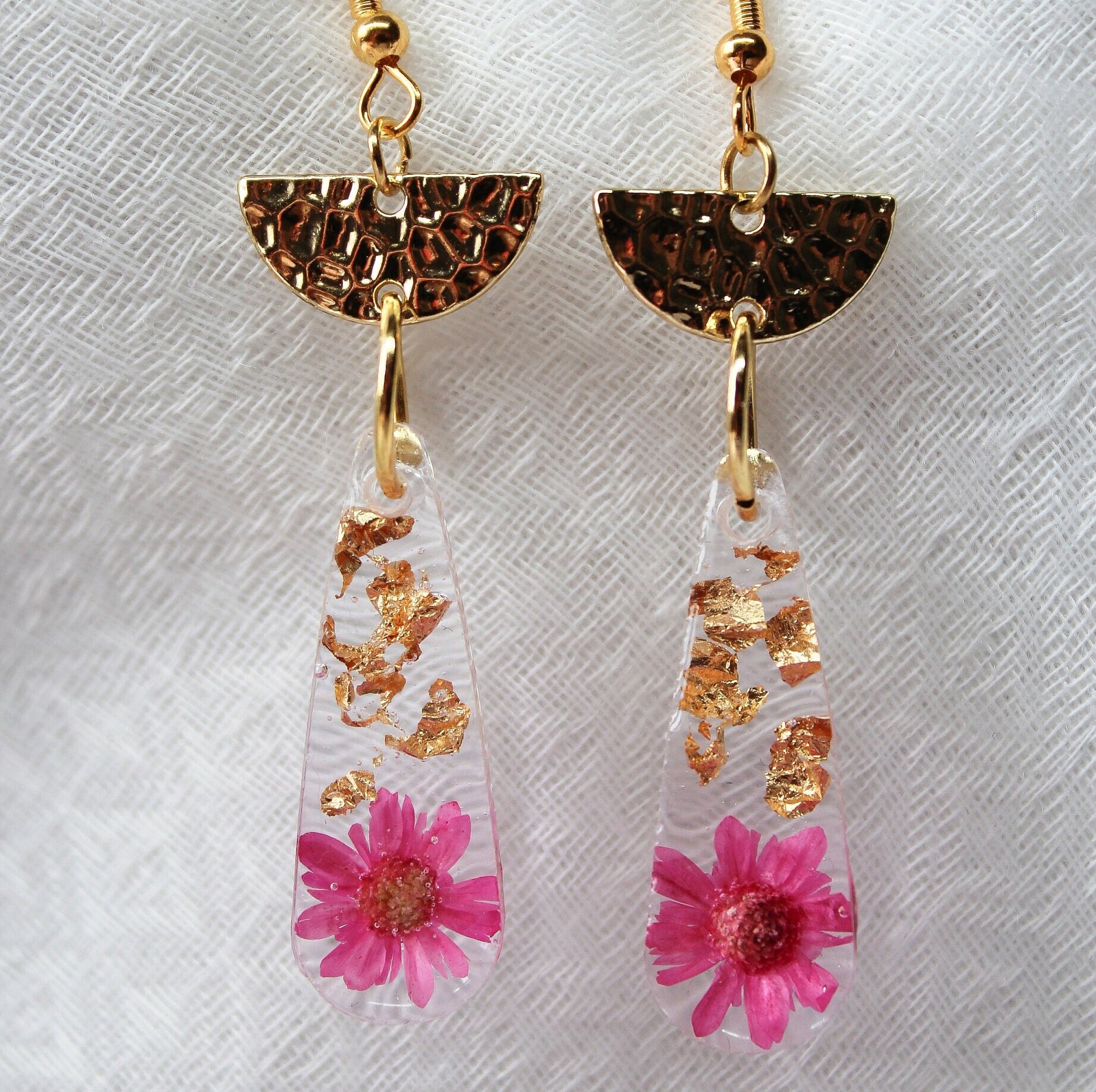 Boucles D'oreilles Email Noir Fleur Pivoine - Style Rétro Et Féminin !