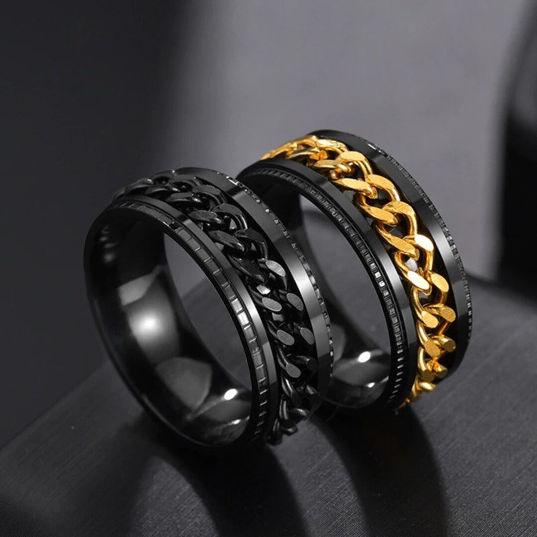 Black Ring Band for Men Stainless Steel Band Ring Flatfit Stanless