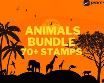 70+ Animals Silhouette Procreate Stamp Brushes Best Animal Bundle Ipad Stamps Animals Brushes Digital Artwork Digital Design Brush Set
