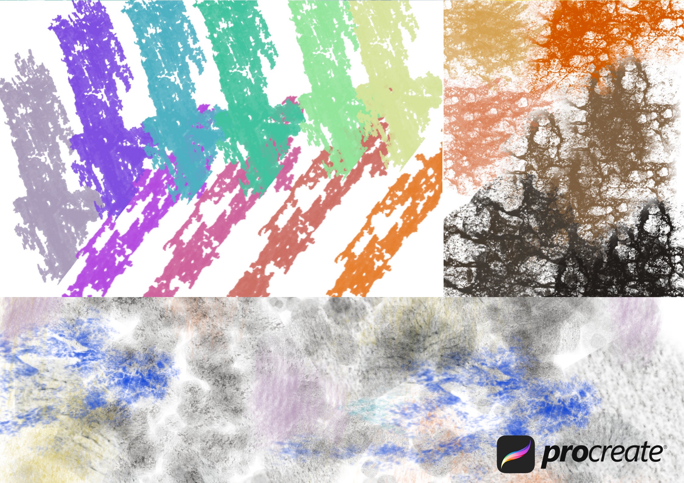 120+ Grunge Brushes Set Procreate Texture Brushes Digital Design iPad ...