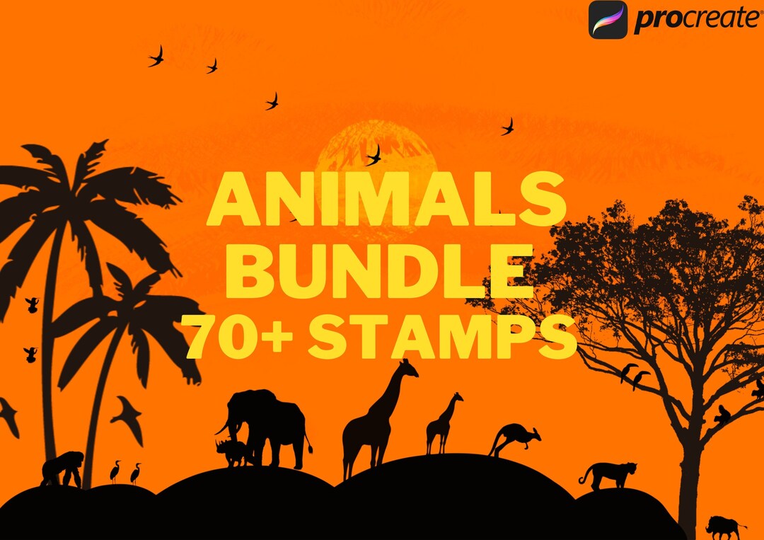 70+ Animals Silhouette Procreate Stamp Brushes Best Animal Bundle iPad ...