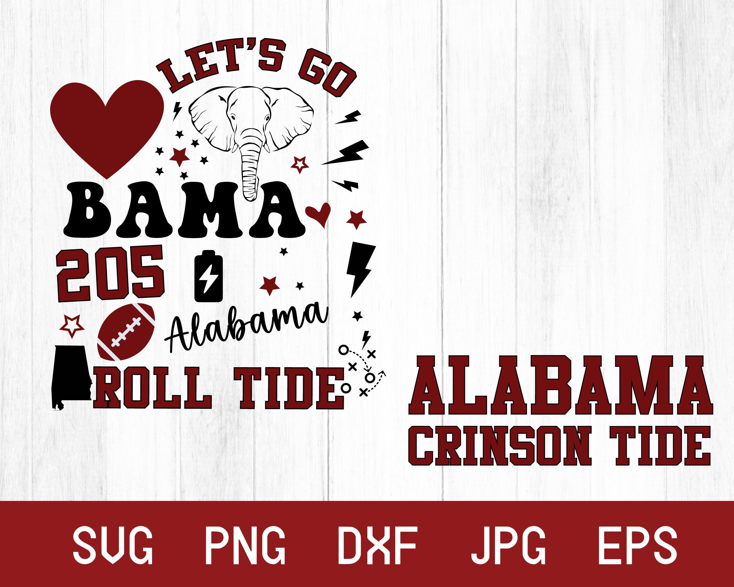 Alabama crimson tide,Roll tide,alabama football circut & silhouette By dxf  store