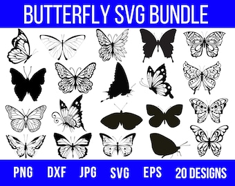 20 Butterfly Svg Bundle , Butterfly Clipart, Butterflies Svg, Butterfly Cut File, Svg Files For Cricut, Monarch Butterfly,