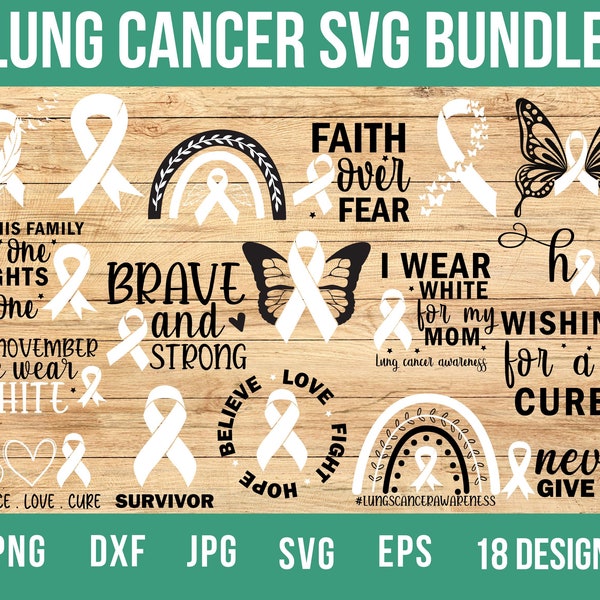 Lung Cancer Svg With Bundle, Cancer Svg, Cancer Ribbon Svg, Medical Svg, Awareness, Awareness Ribbon Svg, Lung Cancer, Survivor Svg