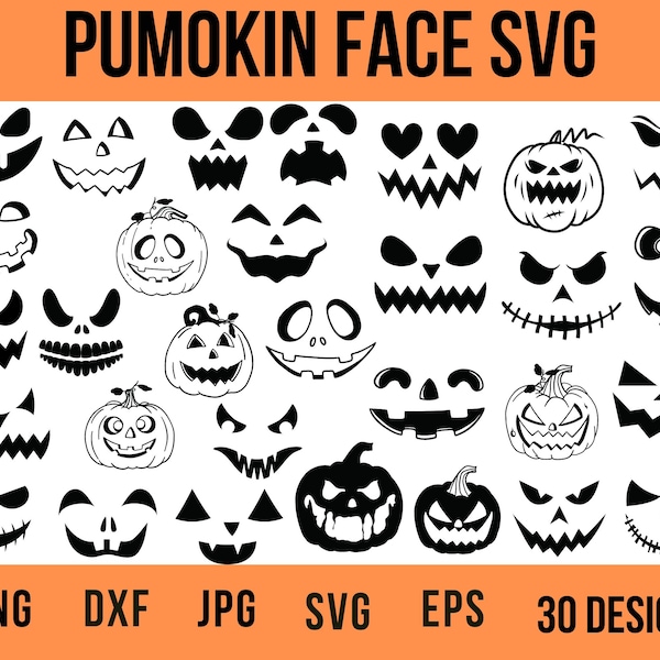Pumpkin Face Svg, Halloween Svg, Jack O Lantern Svg, Pumpkin Svg, Halloween Svg Bundle, Fall Svg, Pumpkin Faces Svg, Autumn Svg,