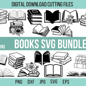BOOKS SVG, BOOKS Svg Cut Files for Cricut, Book Svg Cut Files, Books  Silhouette, Stack of Books Svg 