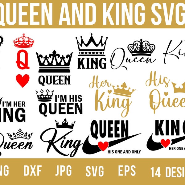 König und Königin svg mit Bundle, Königin svg, König svg, König und Königin, König Königin svg, König Krone svg, paar svg, svg, svg-Dateien für Cricut