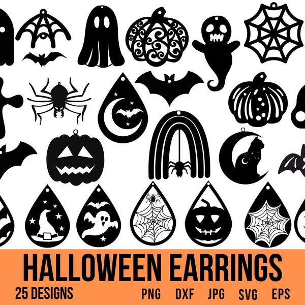 Halloween Earrings Svg, Leather Earring Svg, Wood Earrings Svg, Halloween Svg, Earring Template, Ghost Svg, Halloween Svg Bundle,