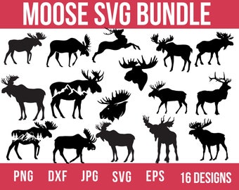 Moose Svg Bundle , Moose Clipart, Moose Silhouette, Christmas Svg, Animal Svg, Buffalo Plaid Svg, Christmas Moose, Forest Svg, Hunting Svg,