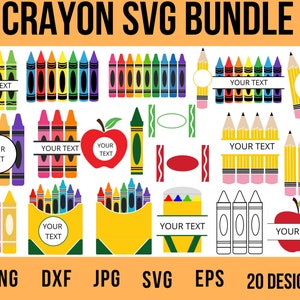 20 Crayon Split Monogram Svg, Crayon svg, Teacher Svg, Crayon Wrapper Svg, Crayon Set Svg, Crayon Wrapper Cut File, Crayon Cut File