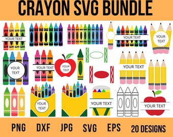 20 crayons de couleur Split monogramme Svg, crayon svg, Svg enseignant, crayons de couleur Svg d'emballage, crayons de couleur ensemble Svg, crayon de couleur wrapper fichier, crayon de couleur fichier