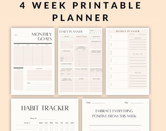ADHD Digital Planner | 4-Week Printable PDF | Focus & Productivity Journal | Planificateur TDAH Numérique