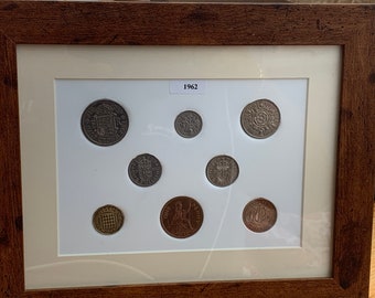 1962 Full Year Set of Coins in Frame - Great 62nd Birthday Present