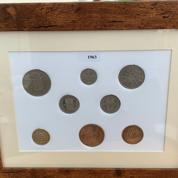 1963 Full Year Set of Coins in Frame - Great 61st Birthday Present