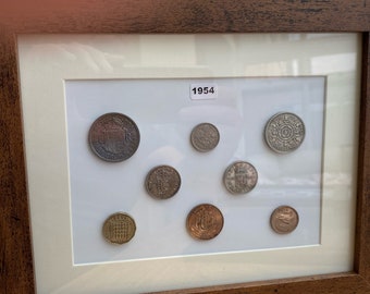 1954 Full Year Set of Coins in Frame - Great 70th Birthday Present