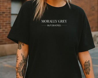 Maglietta "Morally Grey But Devoted", "Spice Romance", "BookTok Graphic Tee", regalo per lettori
