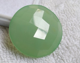 Cabochon di calcedonio acquamarina taglio rosa: pietra preziosa rotonda da 31 mm