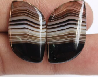 Black Banded Agate Gemstone Pairs: Natural Cabochon Stones
