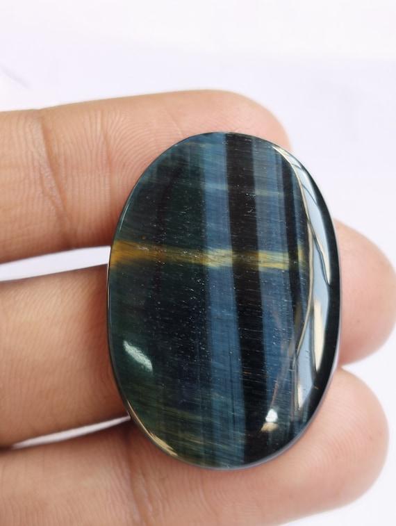 Natural Blue Tiger Eye Cabochon: Oval Gemstone