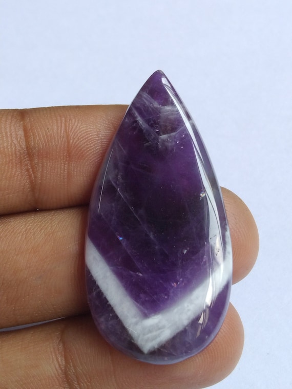 Chevron Amethyst Cabochon: Handmade Semi Precious Gemstone for Jewelry Making