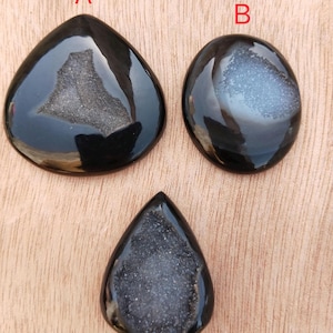 Good Quality Natural Agate Druzy Black Banded Agate Stone Window Drusy Semi Precious Gemstone Handmade Druzy Black Banded Agate Stone