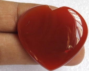 Cabujón de corazón de ónix rojo: colgante de piedra preciosa hecho a mano (46 x 42 x 6 mm)