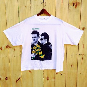 The Smiths T-Shirt Vintage Retro Apparel from The Smiths 1992 Picture of Morrissey and Marr with Yellow Gladiolas image 1