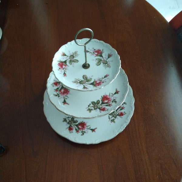 Japanese Vintage Retro China Porcelain from Japan "Three Tier Candy Dish" made in the '70s