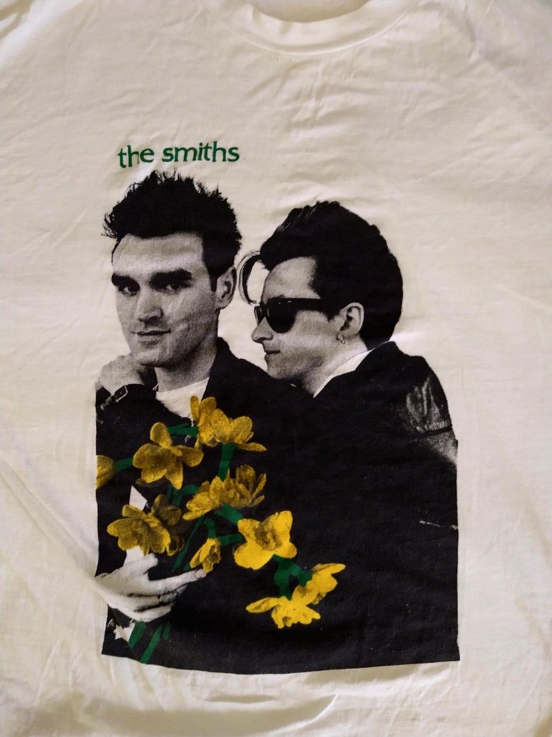 The Smiths T-Shirt Vintage Retro Apparel from The Smiths 1992 Picture of Morrissey and Marr with Yellow Gladiolas image 3