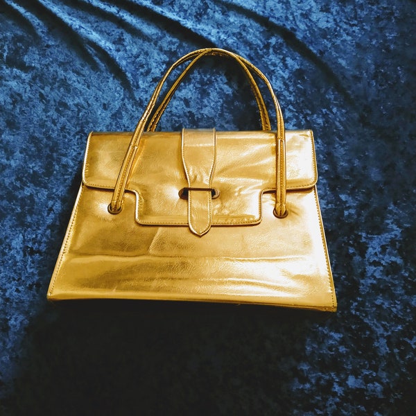 Gold Purse Vintage Retro Apparel "One Hell of a Gold Handbag" from Palm Spring California made in the 1980s